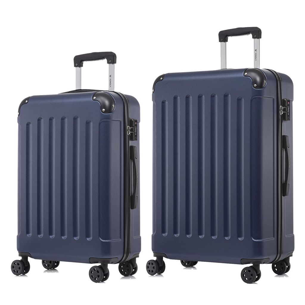 yonsly Premium Reisekoffer TSA-Schloss,YKK-Reißverschluss Hartschalen-Koffer Kabinenkoffer Rollkoffer Suitcase Handgepäck (Dunkelblau, L-XL-Set)