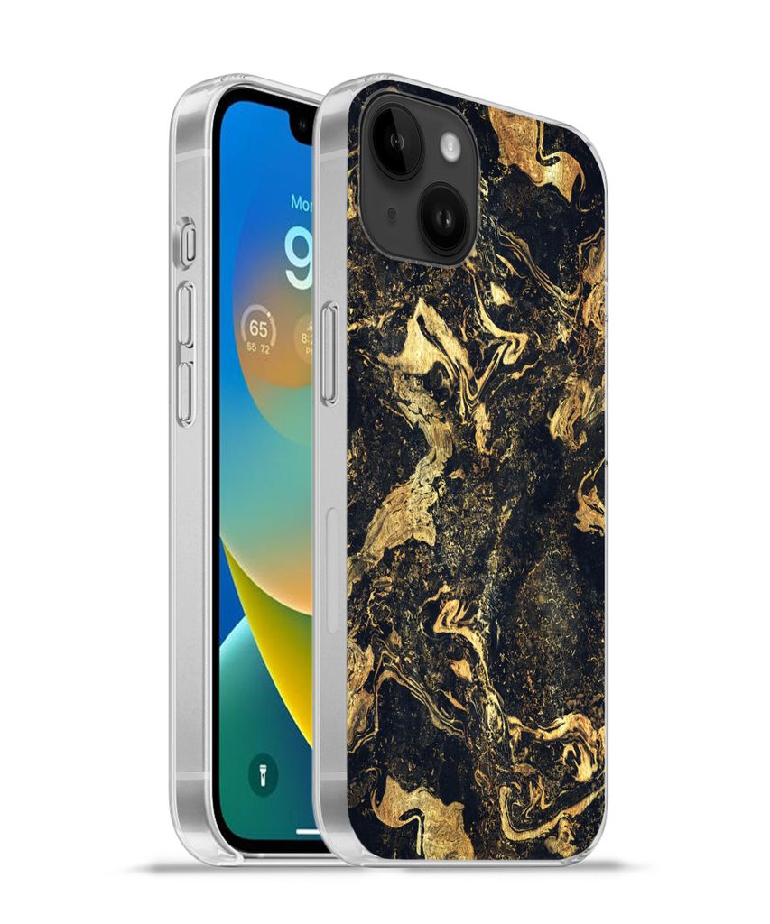 MuchoWow Handyhülle Schutzhülle Hülle für Apple iPhone 14 Plus - Soft case Marmor - Luxus - Gold Silikon Softcase Handy Hülle - Abbildung