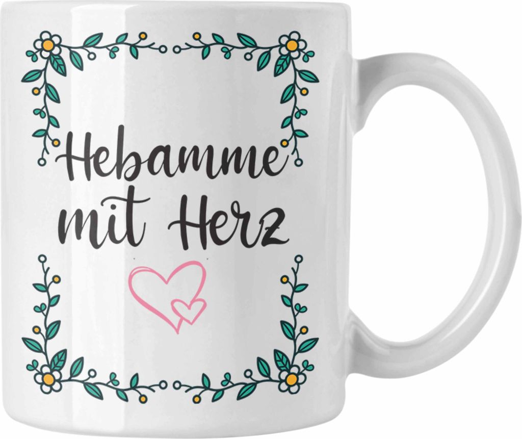 Trendation - Hebamme mit Herz Tasse mit Spruch Geschenk Produktbild 