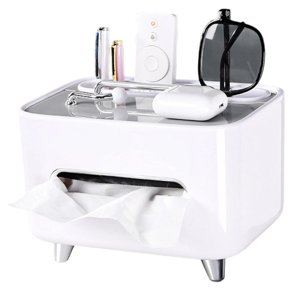 Taschentuchbox mit Fernbedienung, Ablagefach oben, multifunktionaler Organizer, hohe Füße, feuchtigkeitsbeständiges Design, Taschentuchhalter