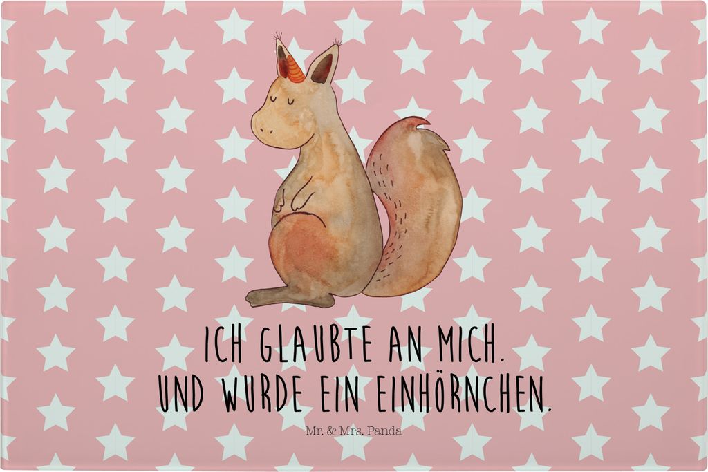 Mr. & Mrs. Panda schneidbrett Einhorn Glauben - Rot Pastell - Geschenk, Unicorn, Glasbrett Küche, Eichhörnchen, Glas, Schneidebrett Aus, Eichhorn...
