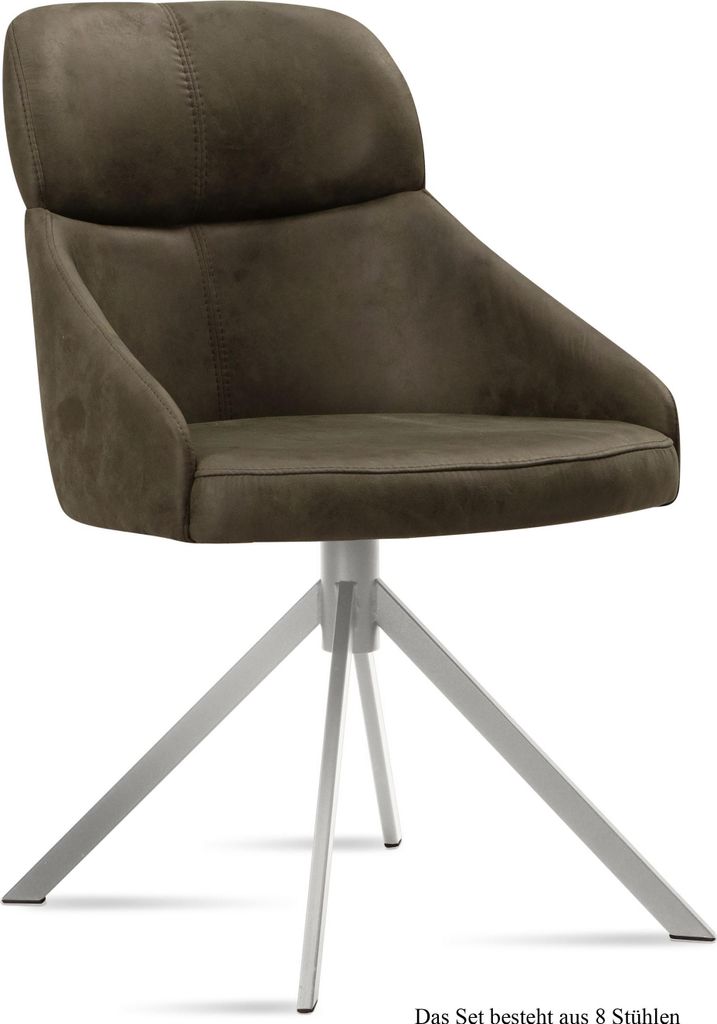 Esszimmerstuhl (8er-Set) Dounia 52x82x63 Edelstahl/Khaki