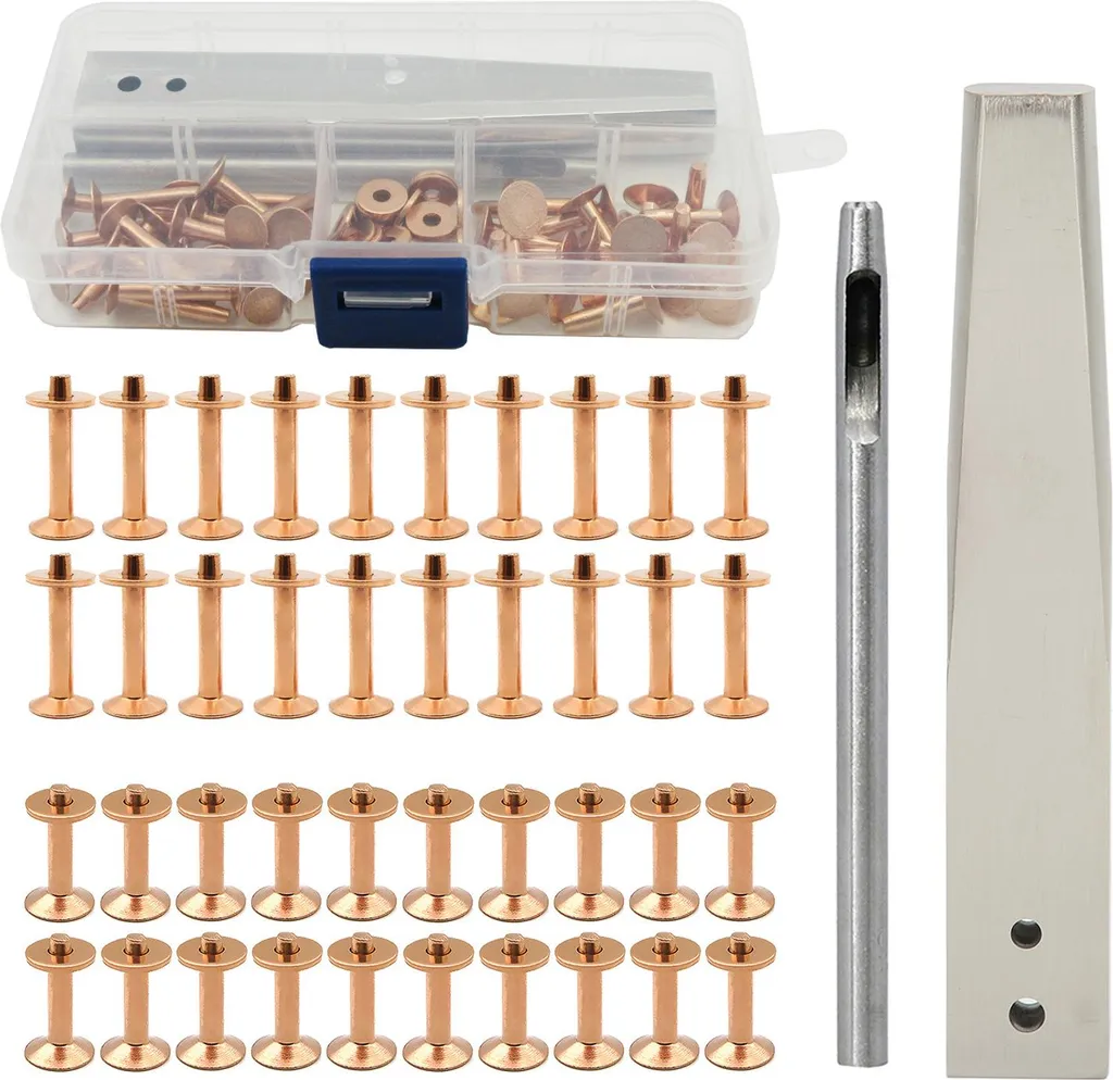 Kit di rivetti in rame con setter a prova di ruggine bulloni fai da te in pelle strumento di artigianato per l'indumento borsa cintura stile C.