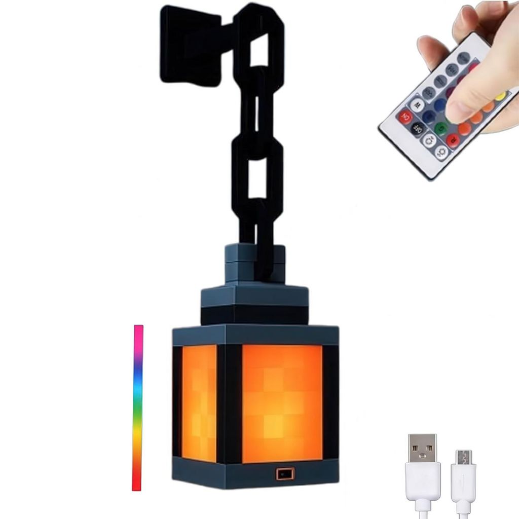 Pixel-Laternen-Nachtlicht, tragbare Wand- & Tischlampe mit 16 Farben LED-Ambientelicht, ideal für Schlafzimmer, Gamer-Zimmer & als Geschenk für J...