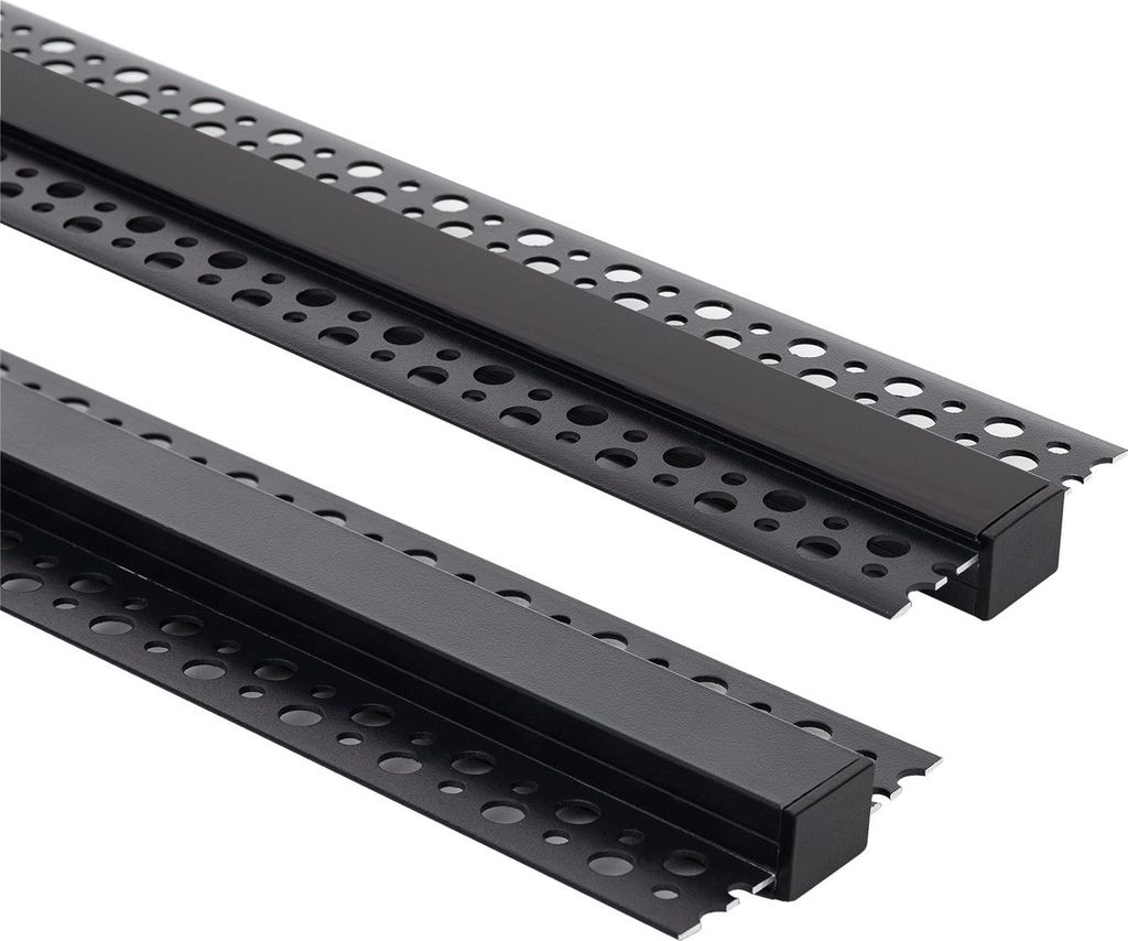 Aluminiumprofil Gipseinbau für LED Streifen bis 15mm Schwarz 2 m Schwarz transluzent