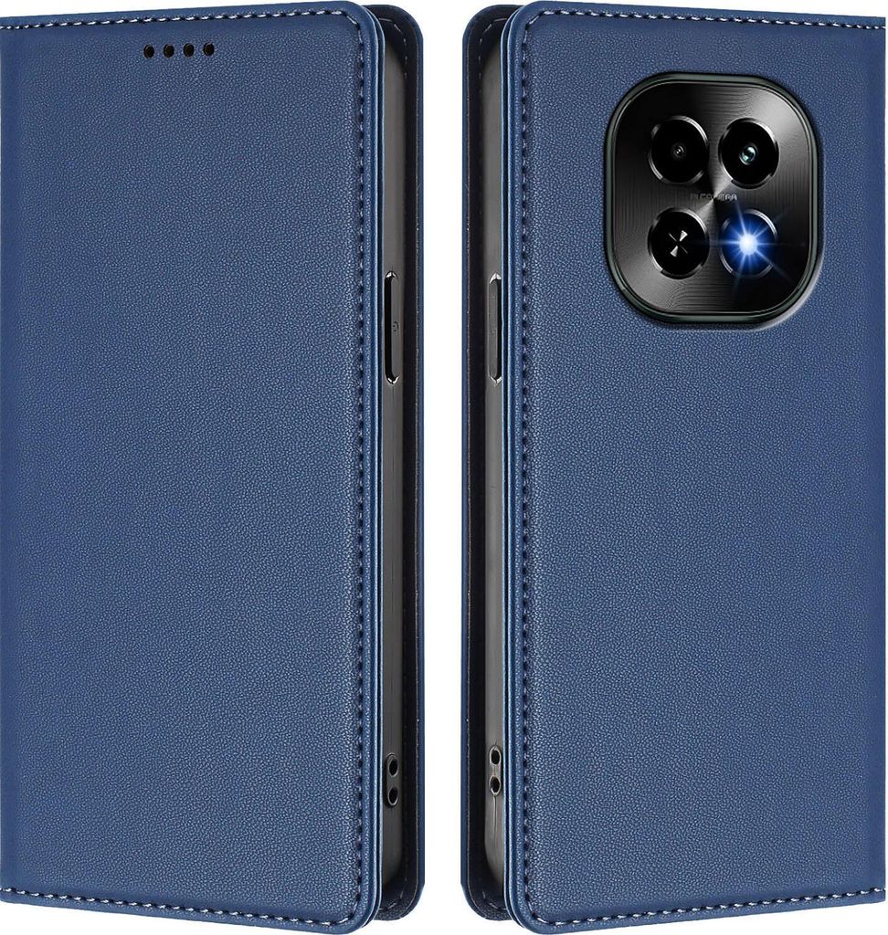 Handyhülle für Realme C63 5G, Kunstleder Klapphülle Stoßfeste Magnetische Hülle mit Ständer Dunkelblau