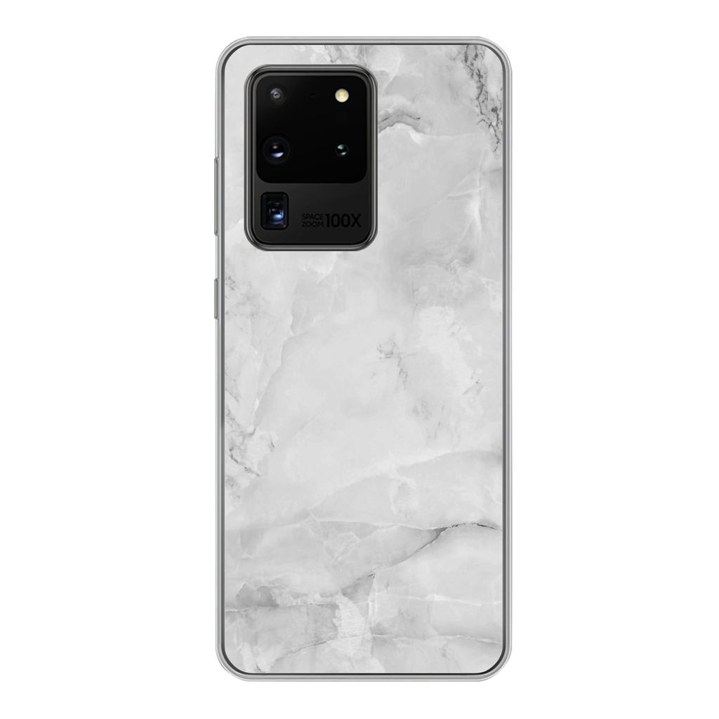 MuchoWow Handyhülle Schutzhülle Hülle für Samsung Galaxy S20 Ultra Marmor - Stein - Weiß - Grau - Marmoroptik Silikon Softcase Handy Hülle ...