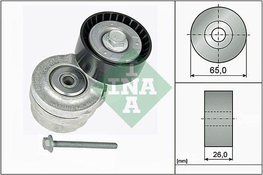 INA 534 0101 20 Riemenspanner, Keilrippenriemen OE 46546374 kompatibel mit Alf. 146, Alf. 147, Alf. 156, Alf. GT, Brava, Bravo, Doblo, Idea, Marea,...