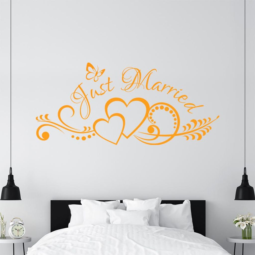 KIWISTAR Just Married - verheiratet Wandtattoo in 6 Größen - Wandaufkleber Wall Sticker - Dekoration, Küche, Wohnzimmer, Schlafzimmer, Badezimmer