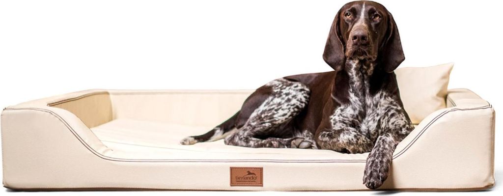tierlando Orthopädisches LUXUS-Hundebett MELODY LATEX Anti-Haar Kunstleder - Größe: 120x85cm | Farbe: 05 Creme