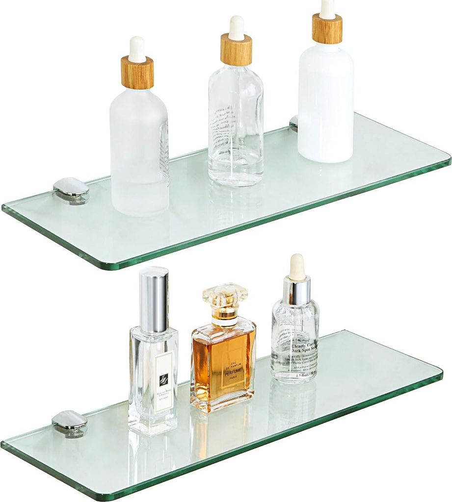 Glasregal mit Halterungen - Minimalistisches Design - Set von 2 - Hochwertige Materialien