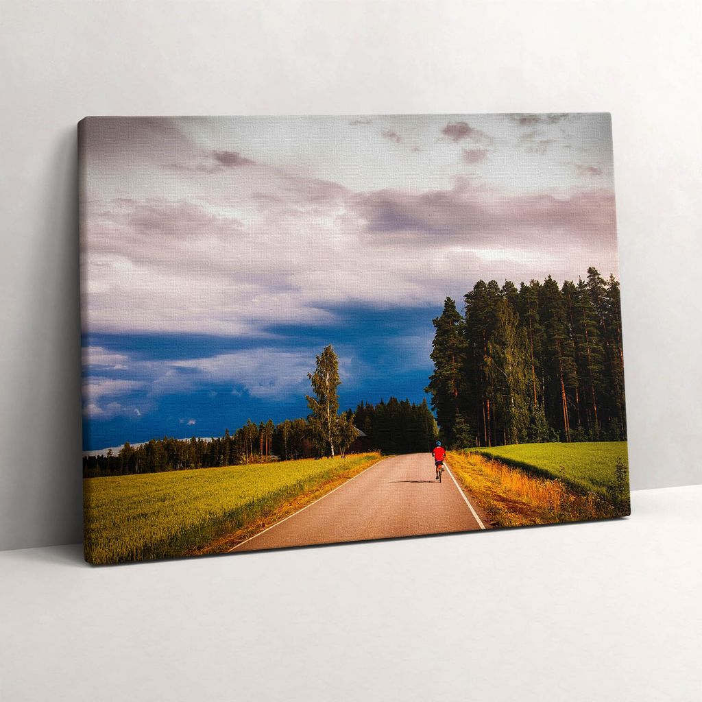 Gepflegter Fahrradweg – Leinwandbild Wandbild – 80x60 cm – Leinwandbilder – Wandbilder – Schlafzimmer – Flur