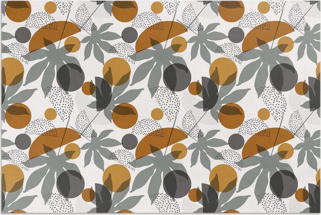 Illustration von Boho-Blättern und Formen – Vinylteppich – 150x225 cm – Outdoor Teppich – Terrasse – Wetterfest – Modern