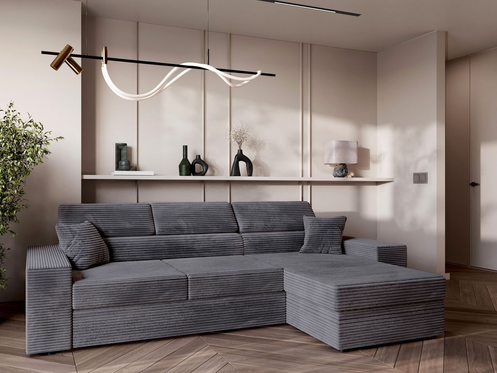 Ecksofa AMIRA - grau, rechte Ecke