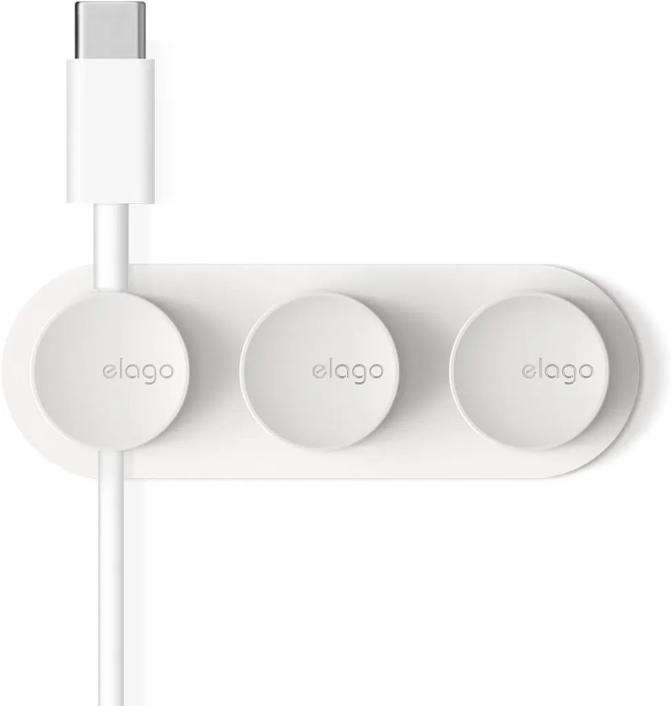 Ne perdez plus vos câbles avec le Support Magnétique Elago Blanc Bureau
