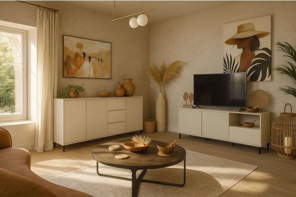 Wohnzimmer Möbel Set in Kaschmir modern mit Sideboard & Lowboard, 2-teilig - AMELIA-129