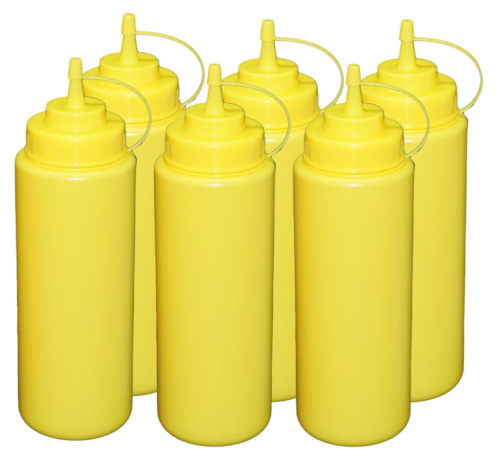 6 Stück Gelbe Quetschflaschen 1 Liter Dosierflasche Produktbild 