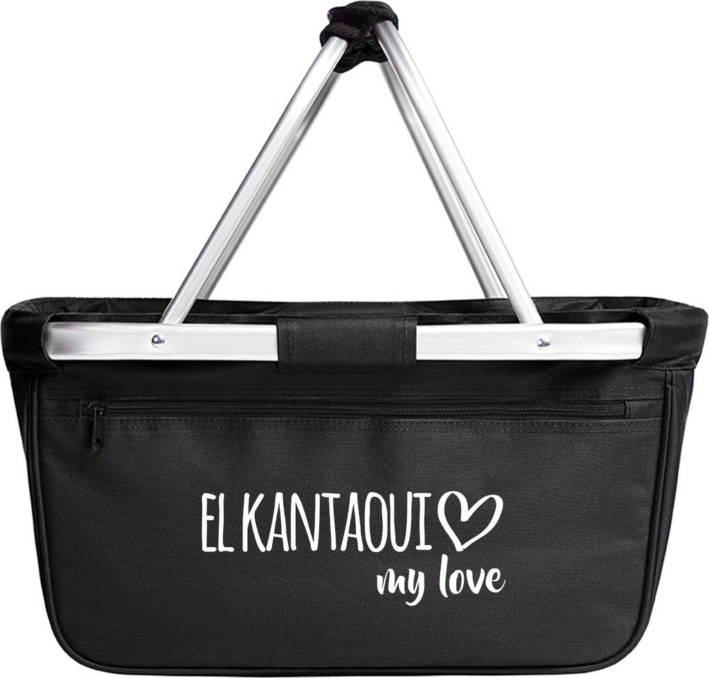 Huuraa Einkaufskorb El Kantaoui my love 20 Liter Black faltbarer Tragekorb Geschenkidee