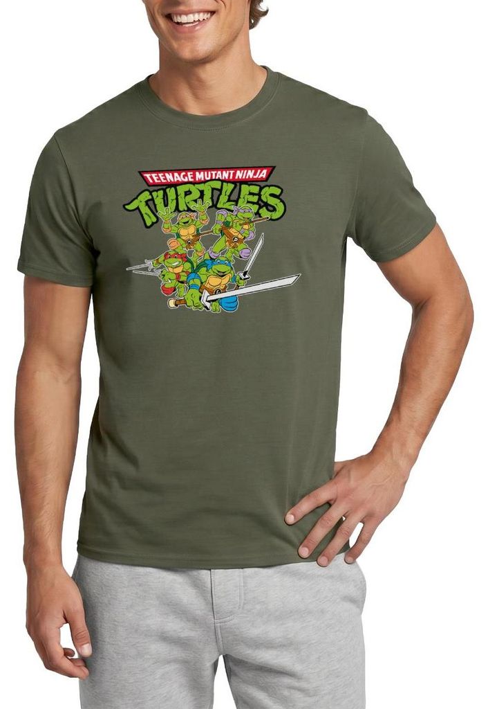 Spreadshirt Teenage Mutant Ninja Turtles Logo Männer T-Shirt, XXL, Militärgrün