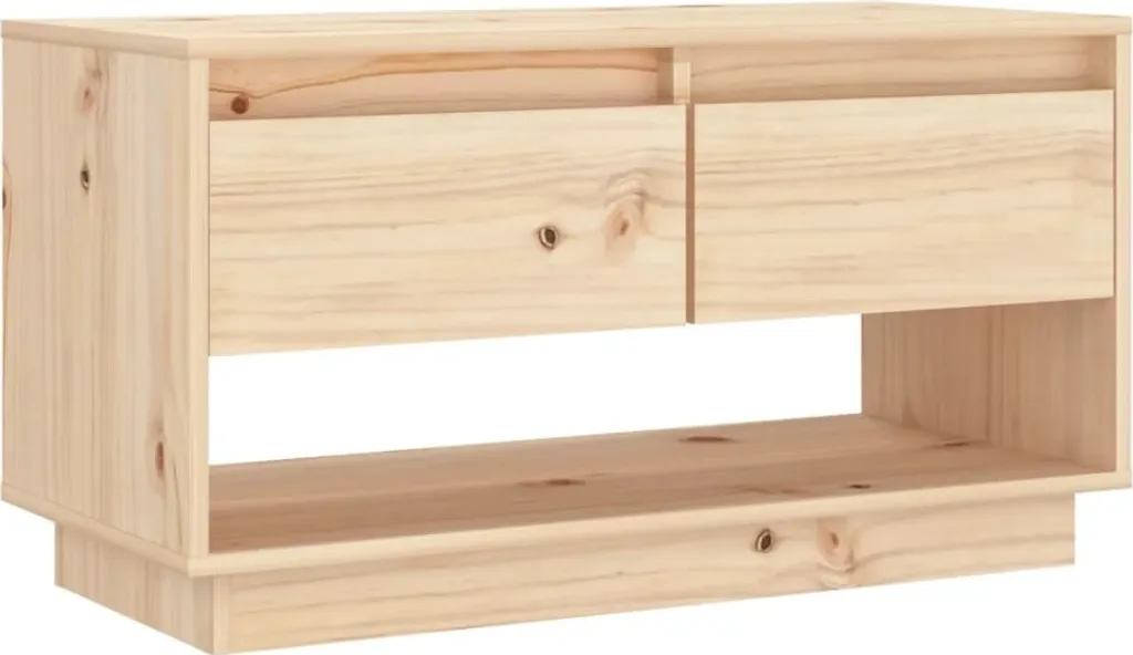 Mobiletto Porta TV 74x34x40 cm Pino Massello Naturale Design Moderno