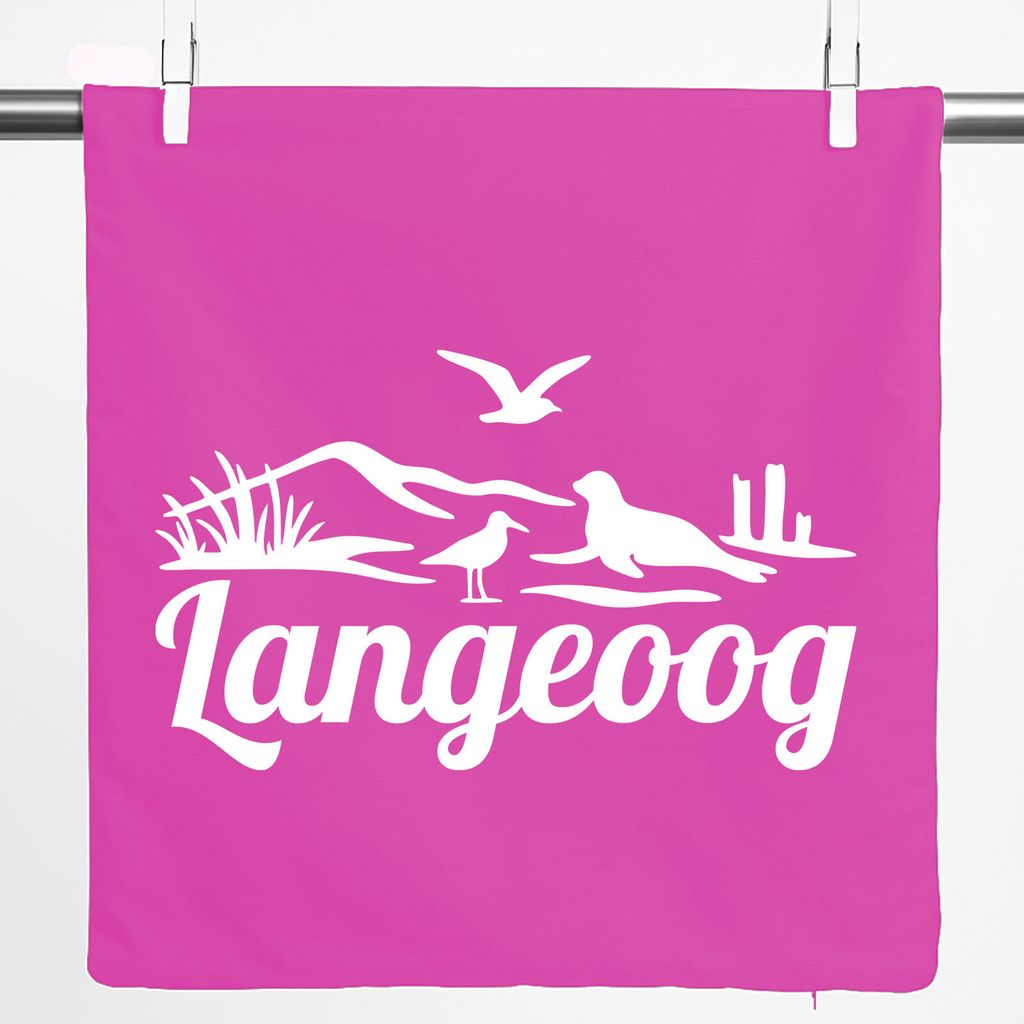Huuraa Kissenbezug Langeoog Strandmotiv 40x40cm Fuchsia Baumwolle Dekokissenbezug Geschenkidee