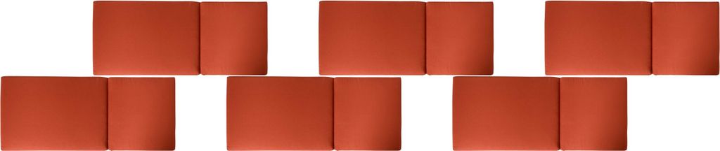 BELIANI Auflagen 6er Set Rot Stoff 106x50x5 cm mit Befestigungsbändern UV-Beständig Moderne Sitzauflage für Niederlehner Gartenstuhl