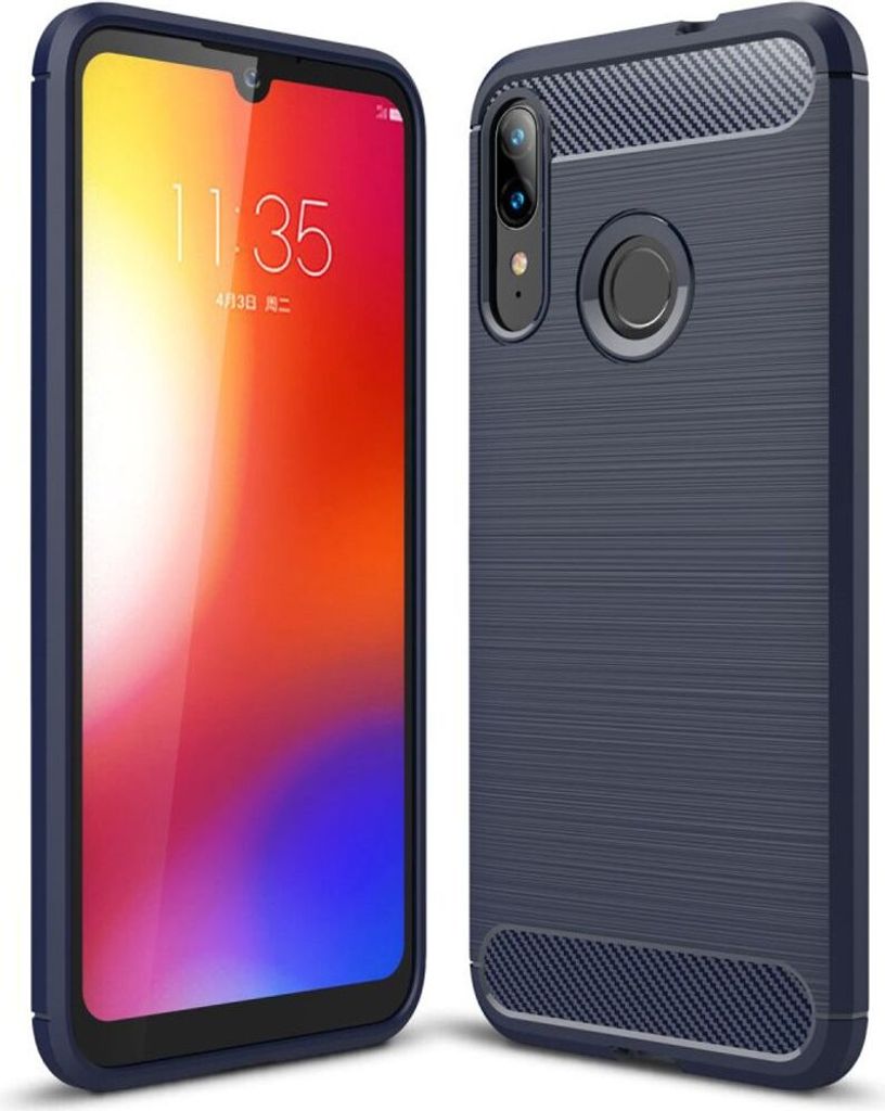 Schutzhülle Handyhülle für Motorola E6 Plus Case Cover Carbon Optik Blau
