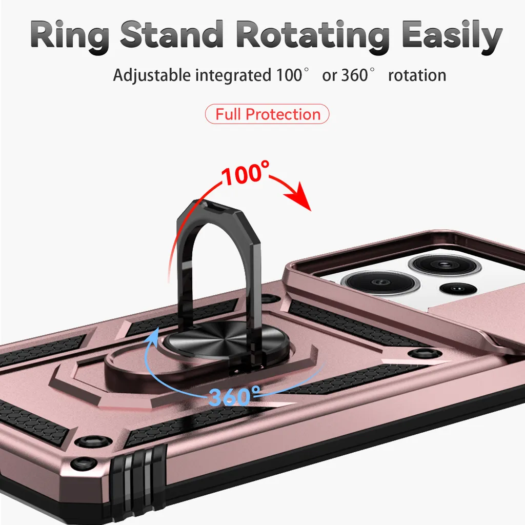 Cover Rosa per Xiaomi Redmi Note 13 Pro 5G con Slide Camera e Anello - 8