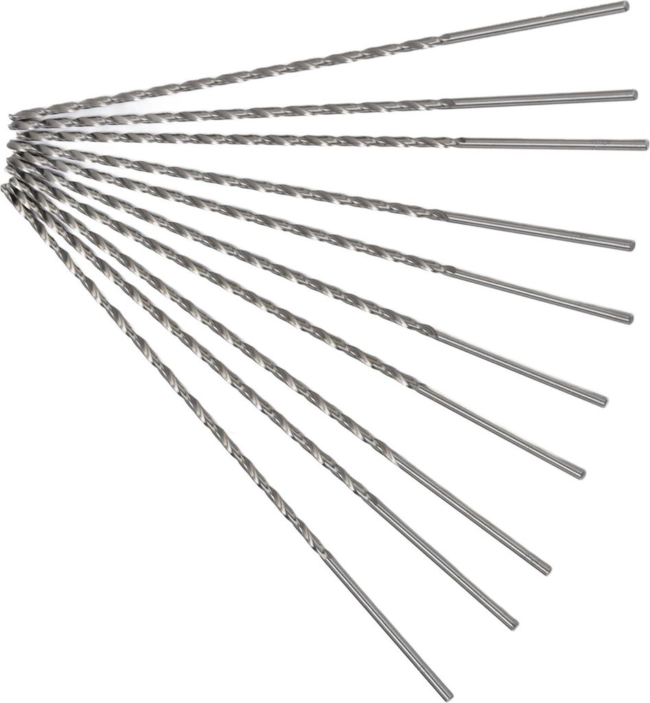 10 extra lange HSS-Bohrer, schnelles Bohren, hohe Genauigkeit, hohe Härte, stabile Leistung, schwarzer Spiralbohrer