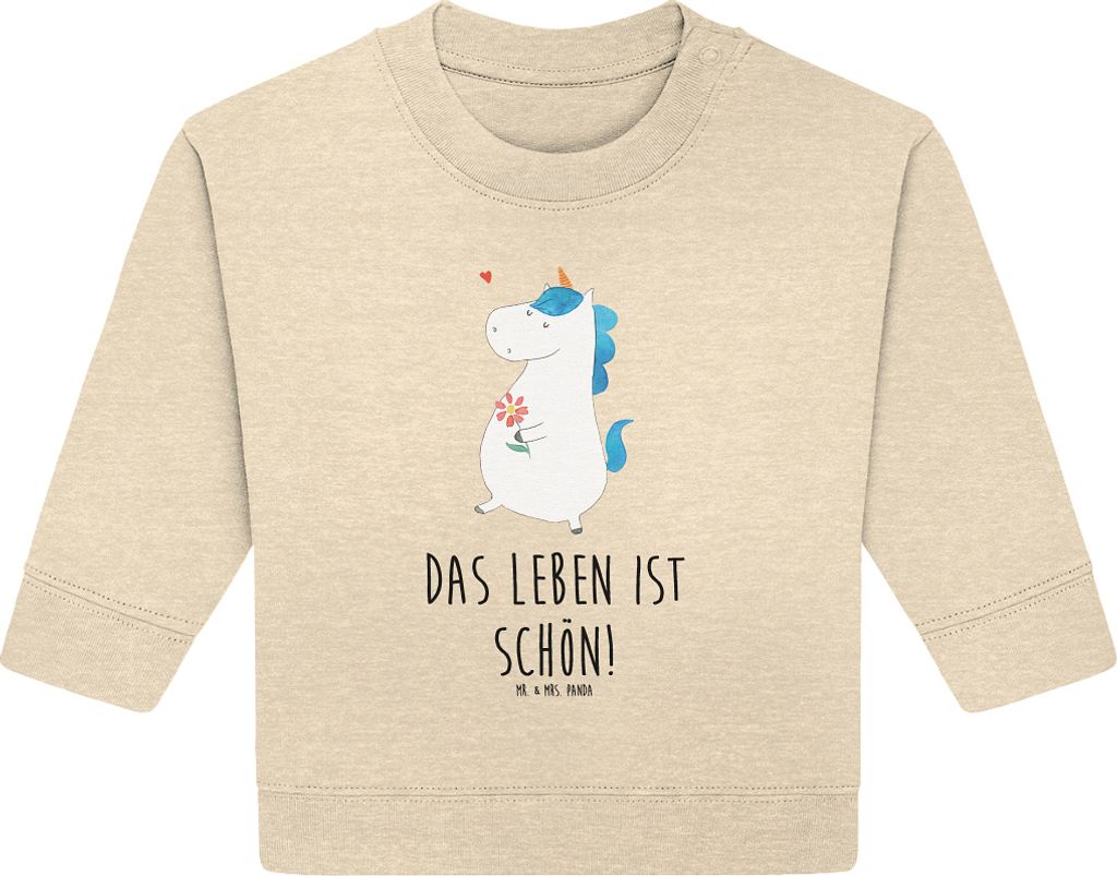 Mr. & Mrs. Panda Organic Baby Pullover Einhorn Spaziergang 24. - 36. Monat - Natural Raw - Geschenk, Freundin, Blumen, Einhörner, Unicorn, Glitzer...