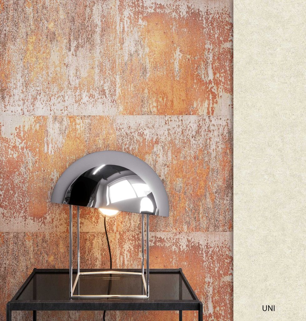 NEWROOM Tapete Orange Vliestapete Eisen - Eisentapete Vintage Grau Beige Blech Metall Optik Loft
