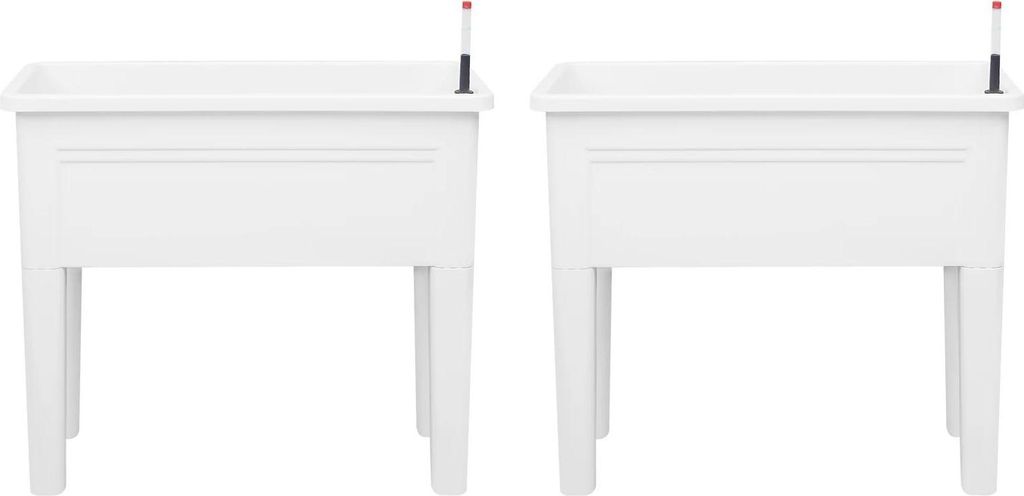 Hochbeet - Erhöhte Pflanzkästen - 2er-Set - Outdoor - Für Blumen & Gemüse - Weiß