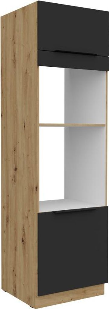 Einbauschrank LUNARA – Breite 60 cm, Schwarz/Eiche Artisan