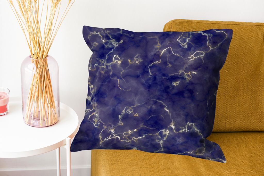 MuchoWow Zierkissen Sofakissen Wohnzimmer Dekokissen 60x60 cm Marmor - Goldachat - Sitzfläche - Foto Polster