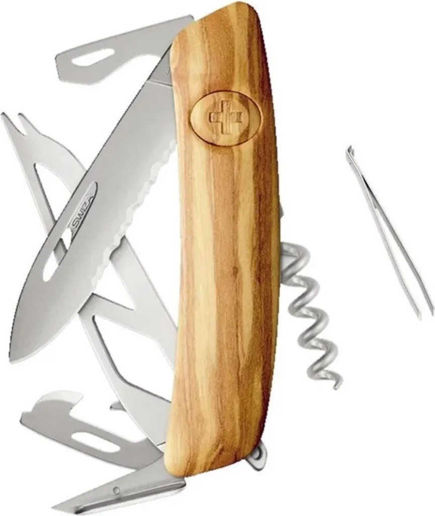 Couteau Suisse Swiza CH05TR AM CHEESE avec Manche en Bois d'Olivier