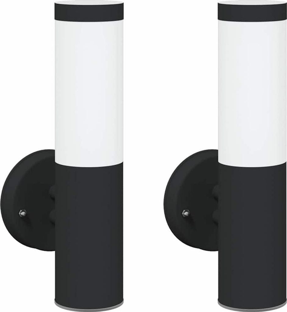 vidaXL Außenwandleuchte 2 pcs Schwarz 15 x 7,5 x 33 cm