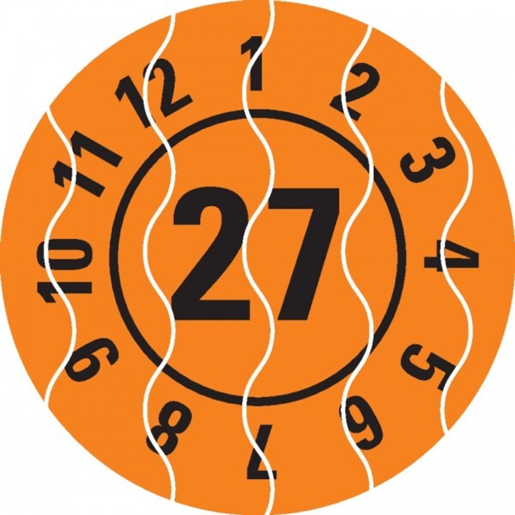 Dreifke® Prüfplakette 27, orange, Sicherheitsfolie, Produktbild 