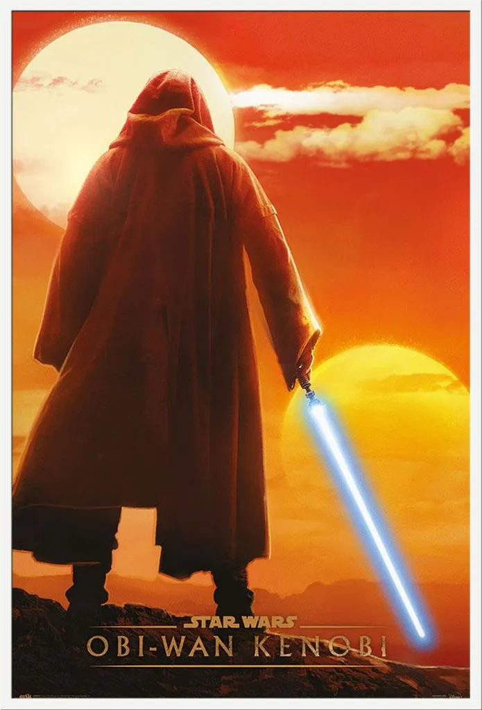Décoration Chambre Star Wars : Affiche Kenobi Twin Suns et Cadre Blanc
