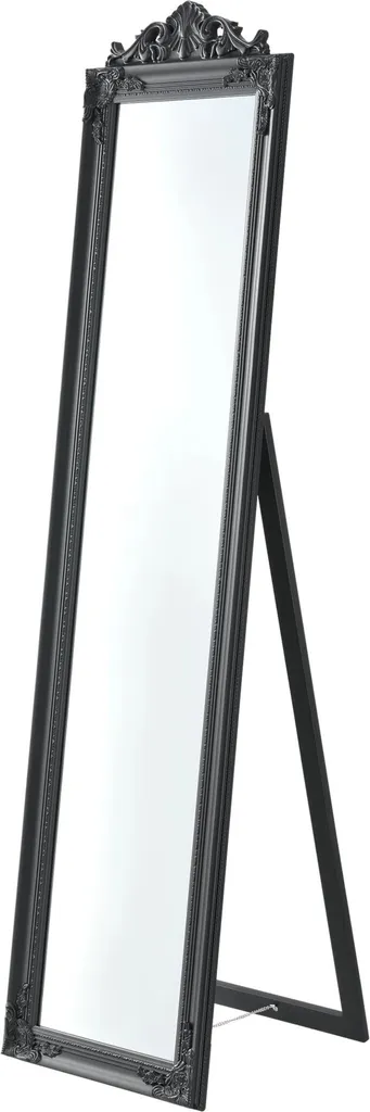 In And OutdoorMatch Specchio autoportante Raina - con cornice barocca - regolabile - 160 x 40 cm - grigio scuro - legno di eucalipto - aspetto lussuoso