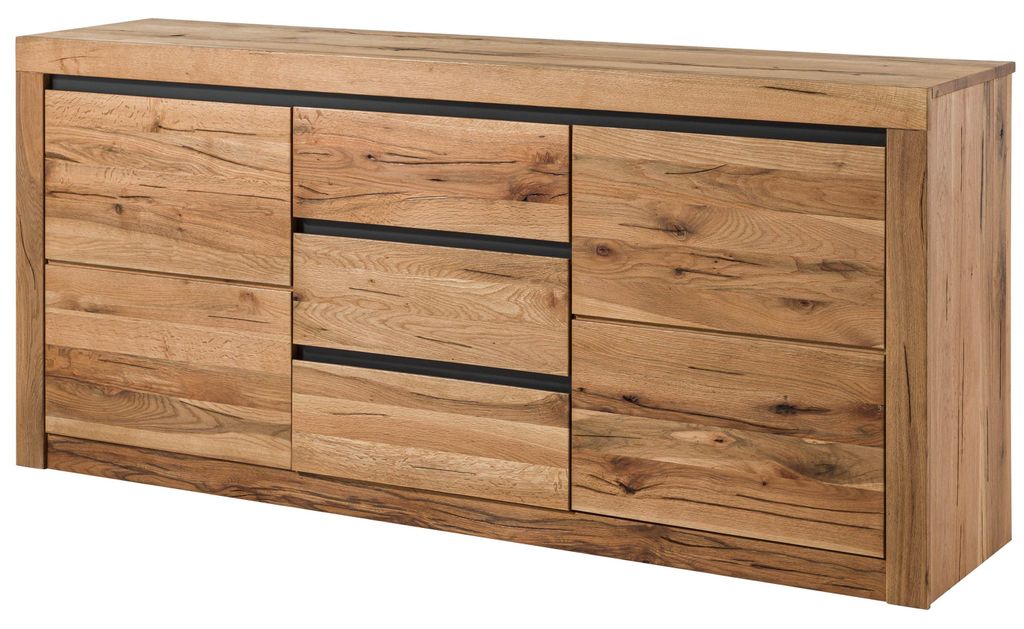 MASSIVMOEBEL24 Sideboard Wildeiche / Zerreiche 185x43x80 natur geölt MONTREUX #155