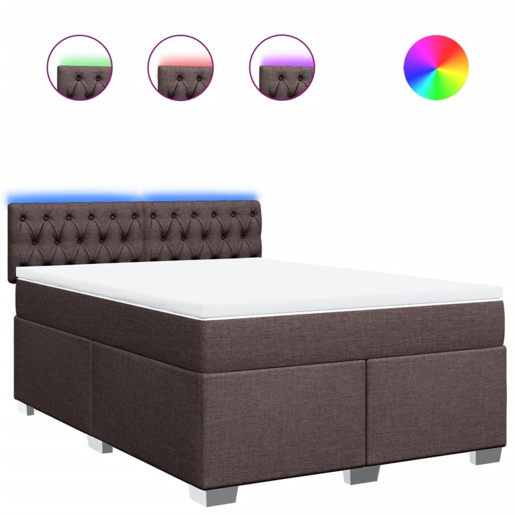 Best Möbel Boxspringbett mit Matratze - modernes Design - Dunkelbraun 140x190 cm Stoff - Doppelbett A3288193