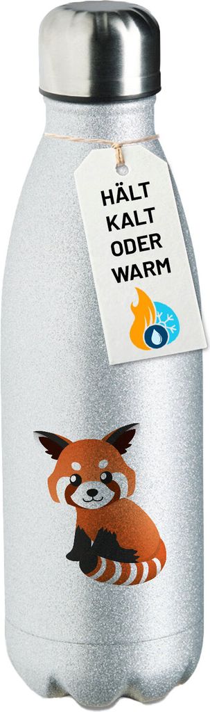 Huuraa Trinkflasche Roter Panda Comic 500ml Silver Edelstahl Wasserflasche Trinkflasche Geschenkidee