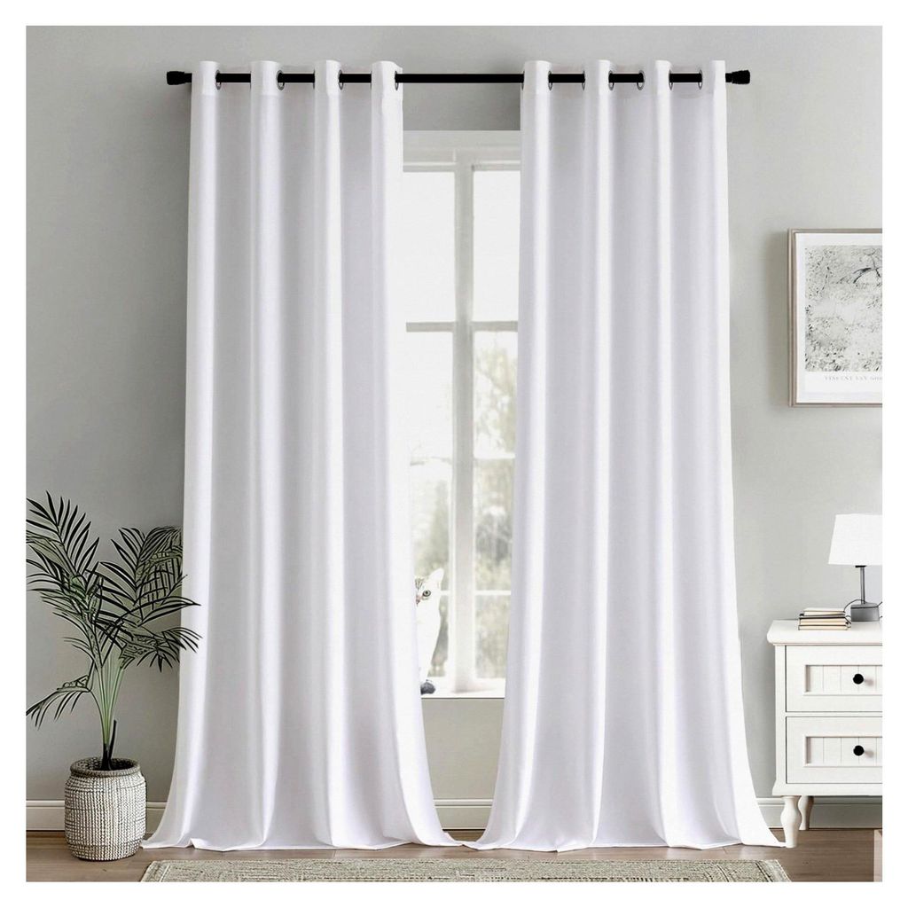 Voile Gardinen mit Ösen, halbtransparente Vorhänge, 2er Set, 140x260cm, Weiß