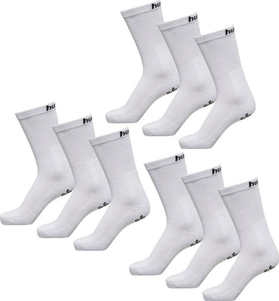 Hummel Unisex Sportsocken Basic 9er Pack Socks - 205603, Farbe:Weiß, Accessoires:41-45