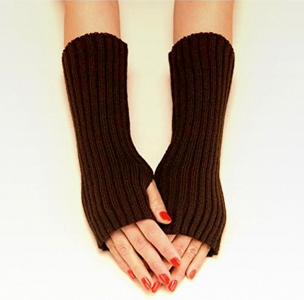 Winter Strickhandschuhe für Damen - Lange Handwärmer Stulpen Fingerlose Armstulpen Warm Strick Armwärmer Pluswärmer Halbfinger