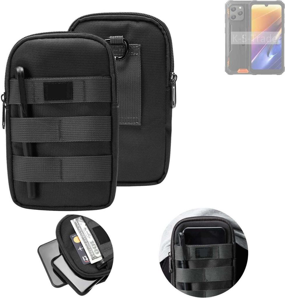 K-S-Trade Holster Gürtel Tasche kompatibel mit Blackview BV5300 Plus Handy Tasche Schutz Hülle dunkel-grau viele Fächer, 1x