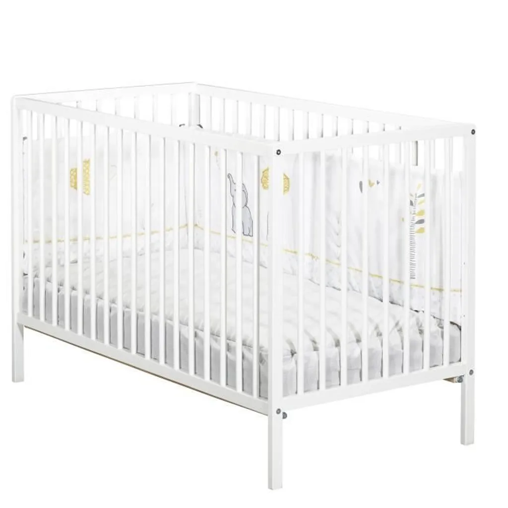Lit bébé 120x60 cm blanc Prix Bébé avec toutes barrières amovibles