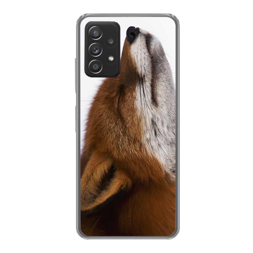 MuchoWow Handyhülle Schutzhülle Hülle für Samsung Galaxy A53 5G Fuchs - Nase - Weiß Silikon Softcase Handy Hülle - Schutzabdeckung
