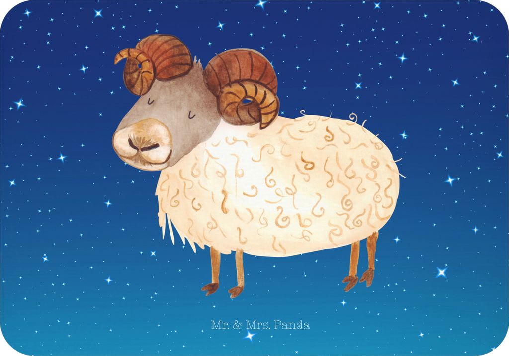 Mr. & Mrs. Panda Kühlschrankmagnet Sternzeichen Widder - Sternenhimmel Blau - Geschenk, Geburtstag April, Bock, zettelhalter, rechteckmagnet, Scha...
