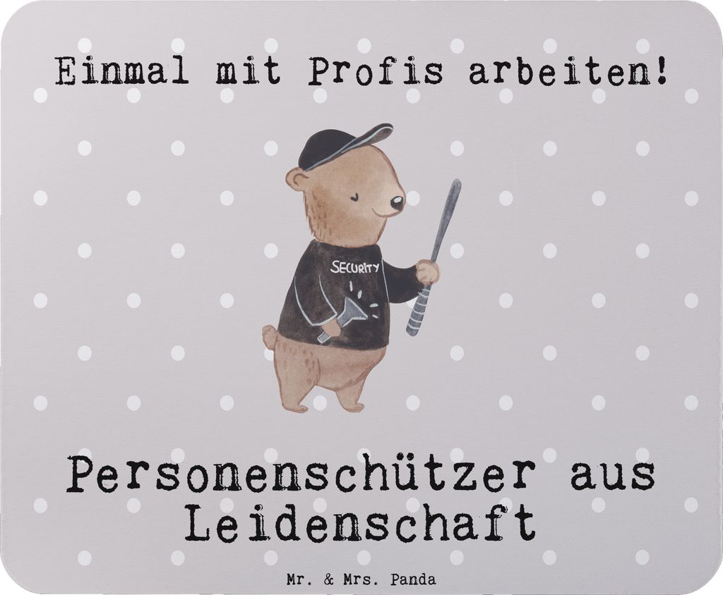 Mr. & Mrs. Panda Mauspad Personenschützer Leidenschaft - Grau Pastell - Geschenk, mousematte, mausteppich, pc mousepad, Mouse Pad, Bodyguard